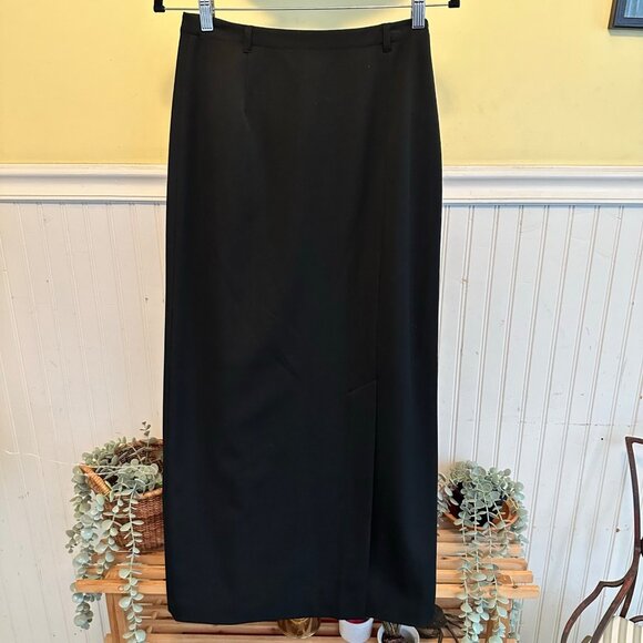 Talbots Vintage 90s Stretch Long Maxi Black tailored skirt sz 4 - Picture 1 of 8